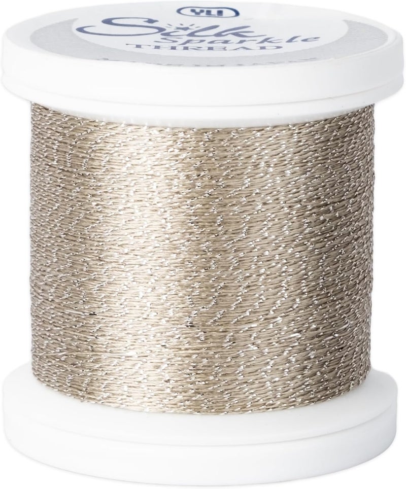 YLI Threads Silk Thread – 100 wt Fine Japanese Silk for Appliqué, EPP, and Quilting - Light Silver Sparkle - Image 1